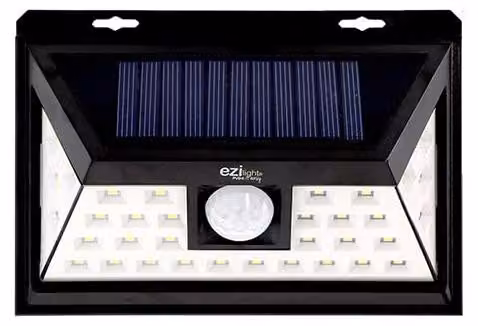 Lampada da parete solare a LED, 24 LED, 250 lumen, stile retrò, colore nero