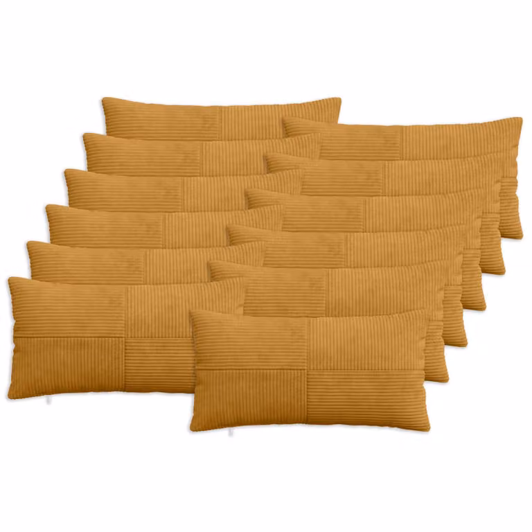 Set di 12 federe vidaXL ALMELO in velluto a coste giallo, L 40 cm x P 80 cm