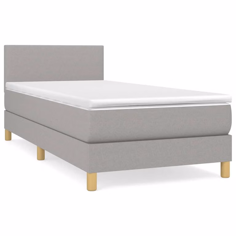 Giroletto a Molle con Materasso Grigio Chiaro100x200 cm Tessuto