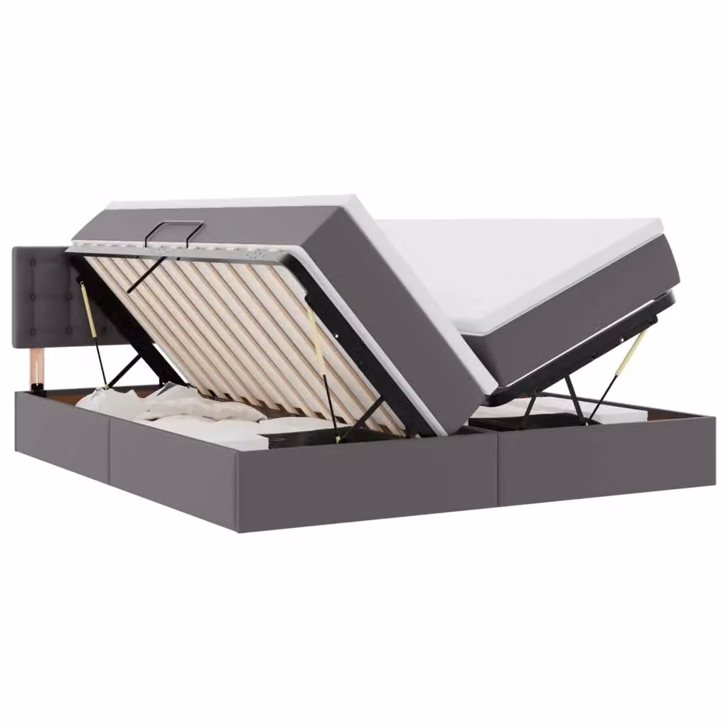 Letto con Contenitore Moderno vidaXL in Pelle Sintetica Grigio L/P/H: 200 x 200 x 88 cm – 2
