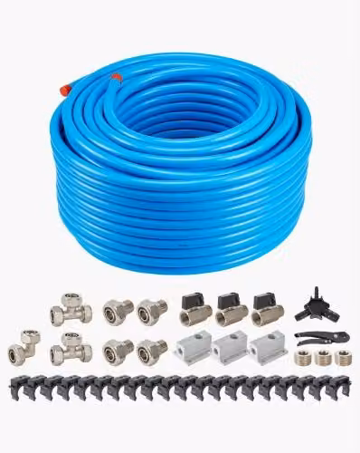 Kit di tubi per compressore d'aria VEVOR in HDPE-Alluminio blu, resistente alla pressione e a prova di perdite per garage e officine