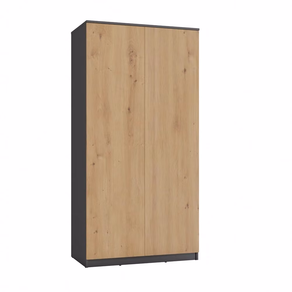 Armadio MALWA SD-90 moderno antracite e rovere con ante a battente e sistema push to open L: 90 cm, P: 50 cm, H: 180 cm – 2