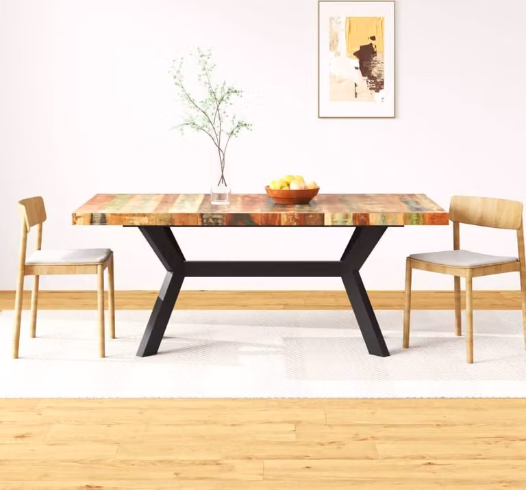Maison Exclusive - Tavolo da pranzo in legno massello di recupero con struttura in acciaio, 180 cm