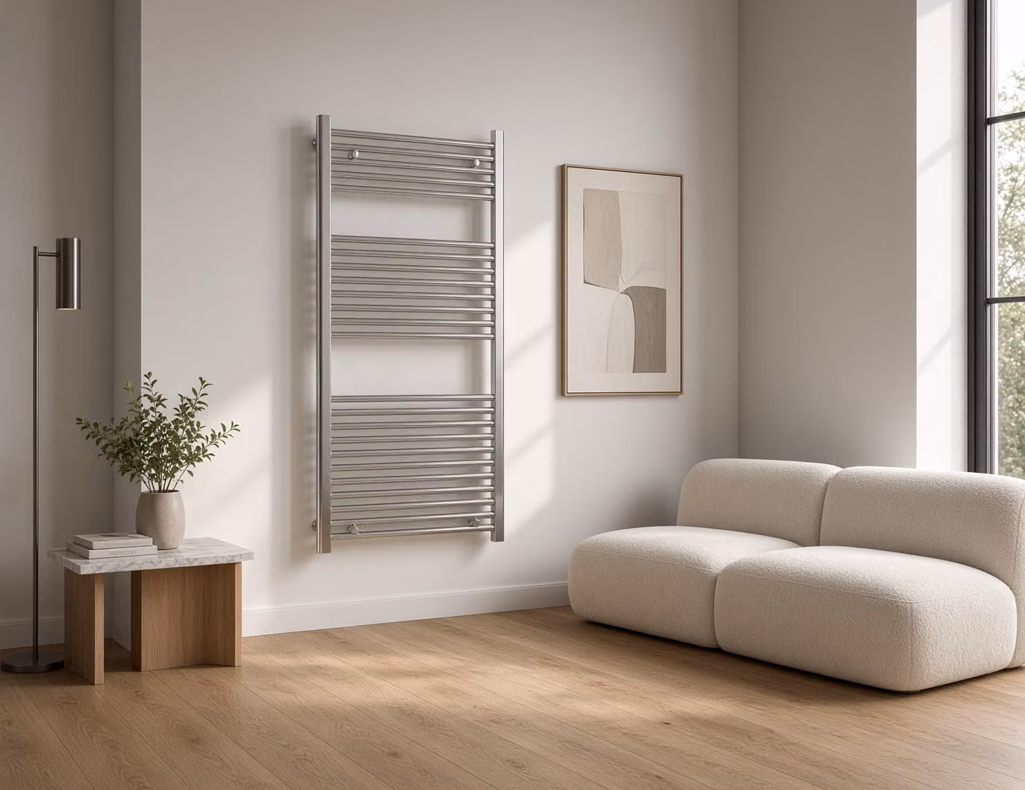 Scaldasalviette termoarredo 120x50 cm (int.45) cromato da bagno tubi dritti ROY