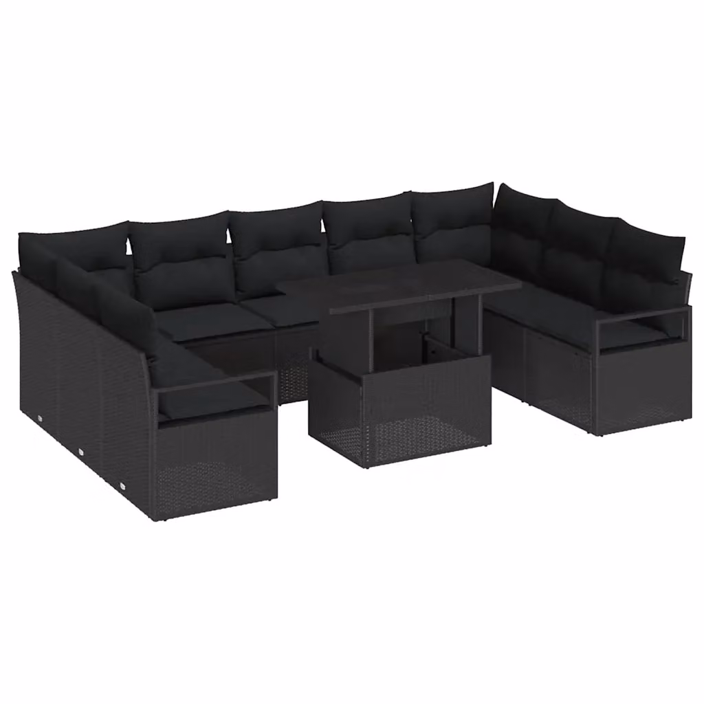 Set Divano da Giardino Moderno vidaXL in Rattan e Metallo Nero 10 Pezzi – 2