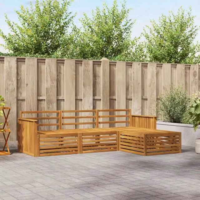 Set di divani da esterno 4 pz Naturale Legno di Acacia Massello 3373254