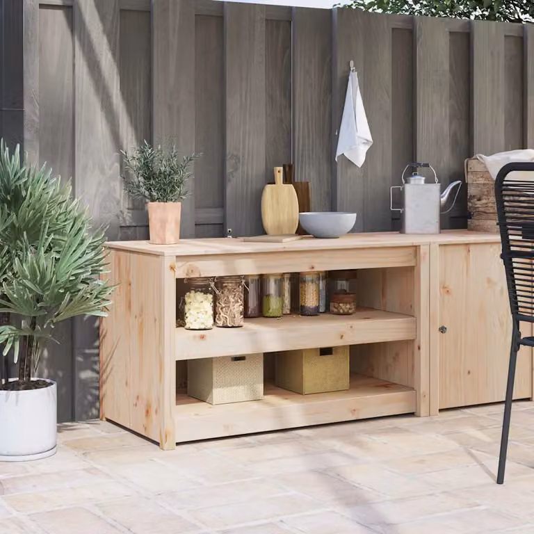 Base cucina moderna vidaXL in legno di pino marrone con ante a battente e ripiani interni L 106 x P 55 x H 64 cm