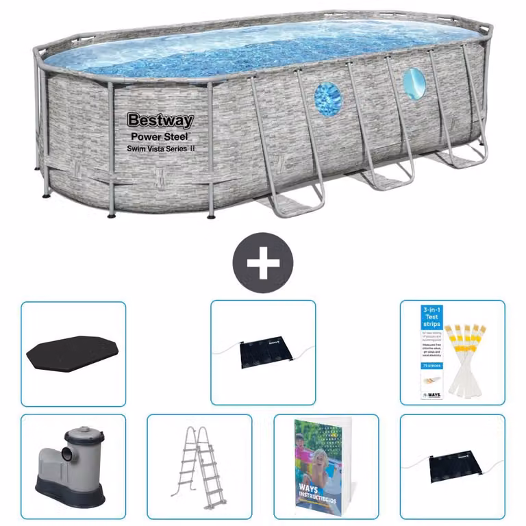 Bestway Power Steel, piscina ovale - 549x274x122 cm - composta da 6 parti, modello S562