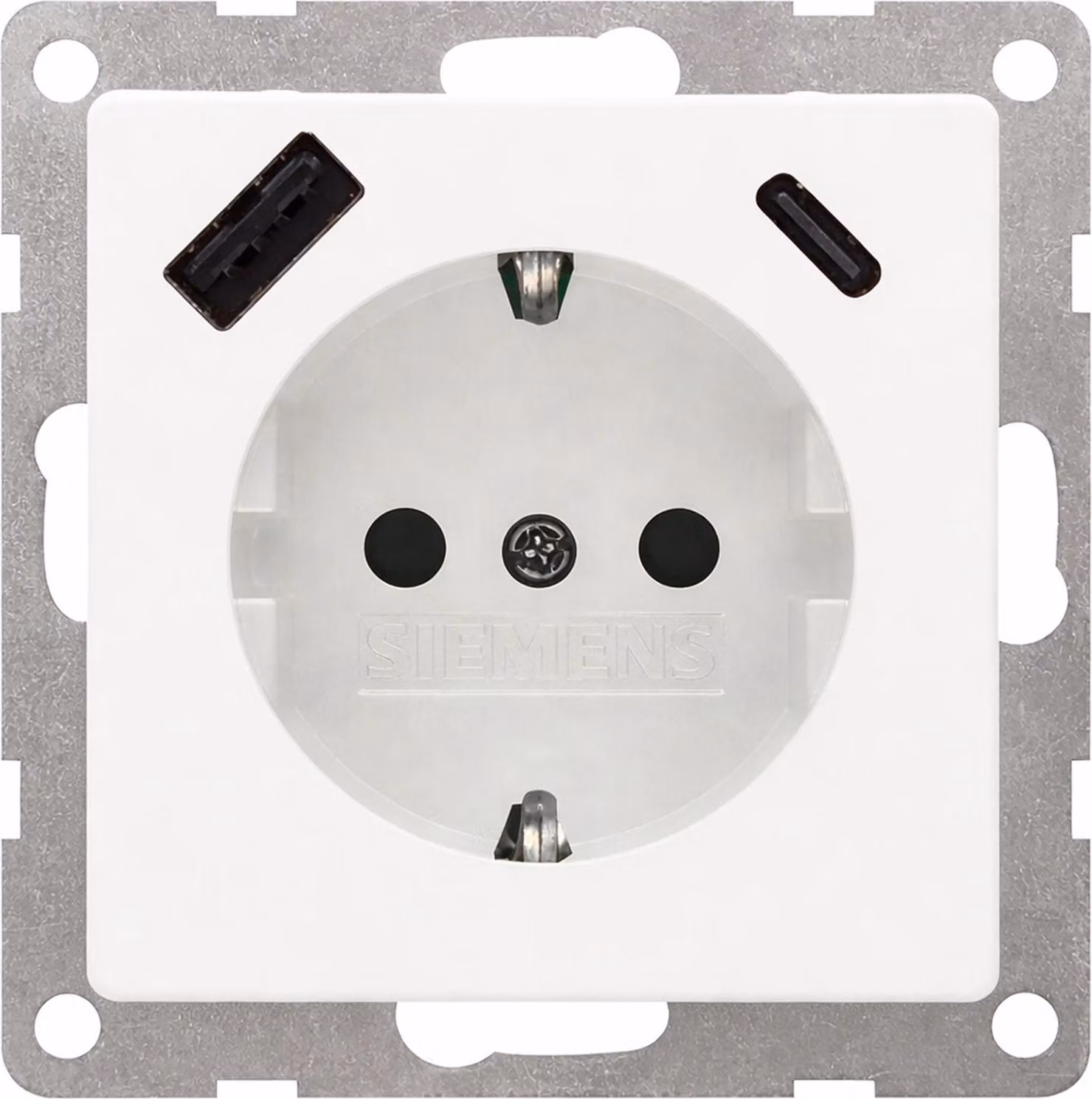 Siemens DELTA i-system bianco titanio Presa USB SCHUKO 2 USB A+C Potenza: fino a 18 W, 1 pz.