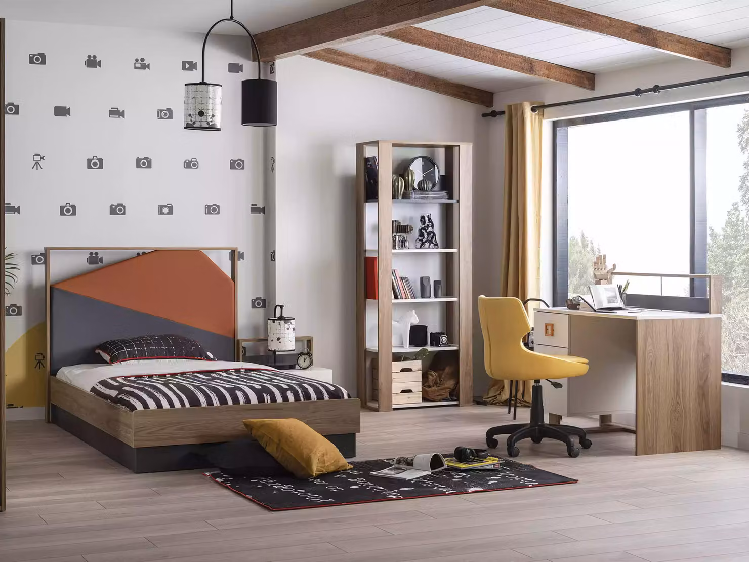 Kindermöbel Garnitur Kinderbett Kinderzimmer Bett Holz Grau Set 4tlg