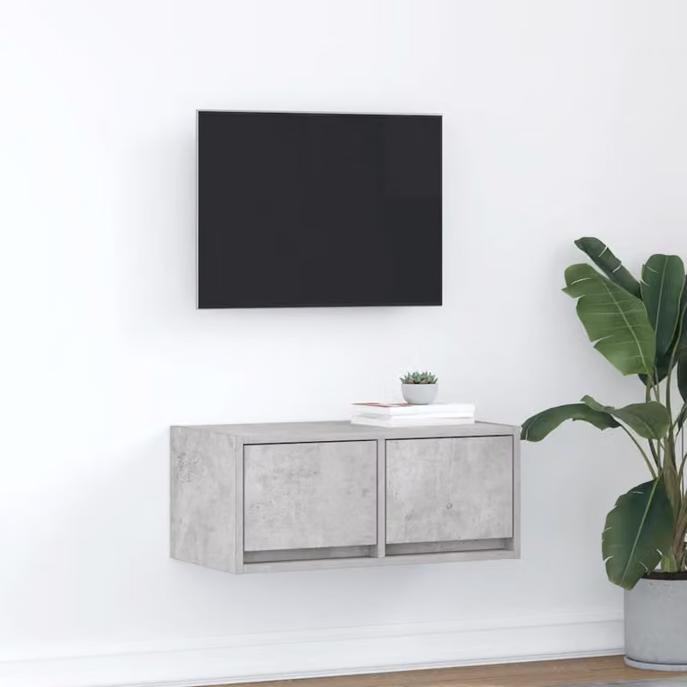 Mobile per TV moderno vidaXL in legno multistrato e MDF, Grigio Cemento, L 60 cm x P 31 cm x H 25,5 cm