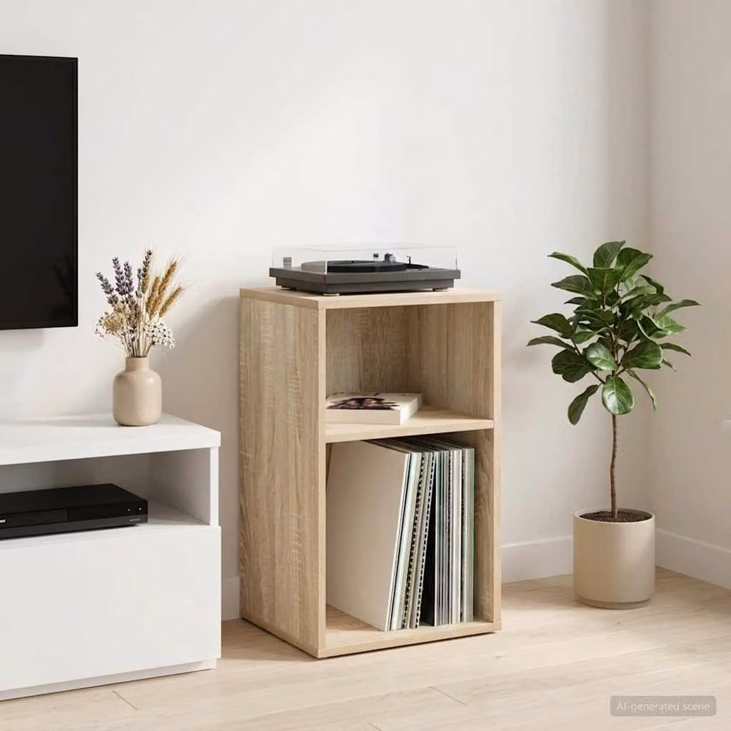 vidaXL Mobile porta vinili Rovere Sonoma L: 38 cm, P: 33 cm, H: 61 cm