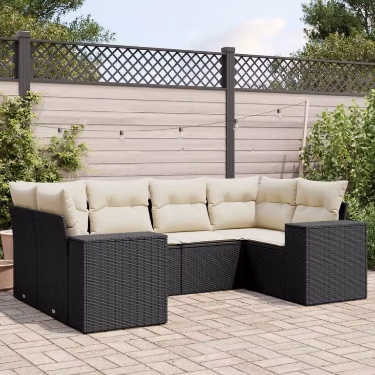 Maison Exclusive - Set Divano da Giardino 6 pz con Cuscini Nero in Polyrattan