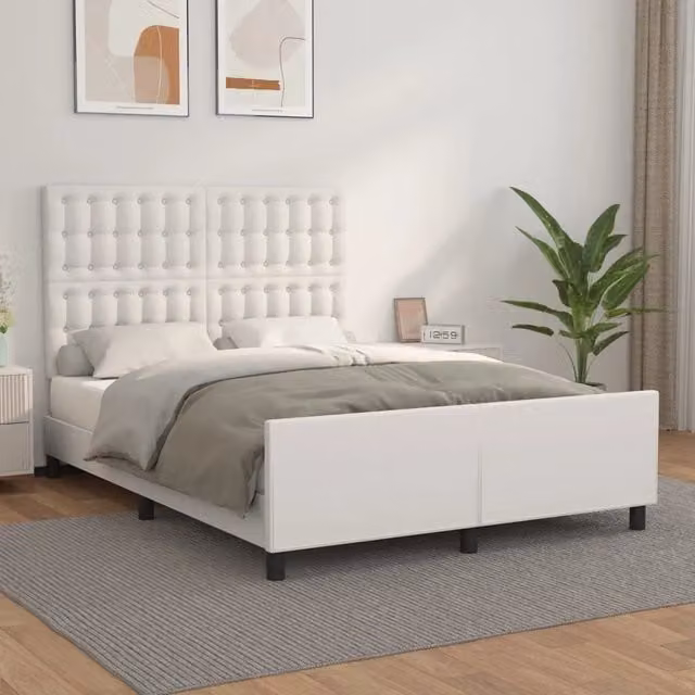 Giroletto con Testiera-Struttura Letto con testiera Bianco 140x200 cm in Similpelle 968990