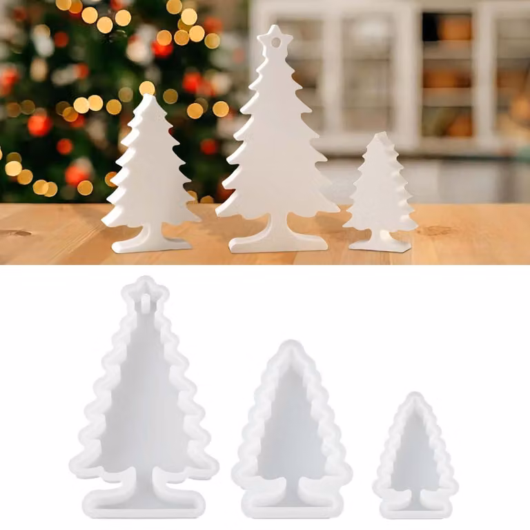 Stampi in silicone a tema natalizio: albero di Natale, decorazioni in gesso, set