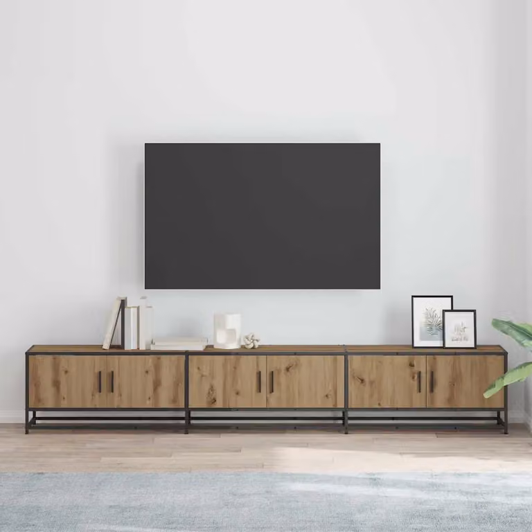 Unità TV moderna vidaXL in legno e metallo, colore marrone, L: 240 cm, P: 35 cm, H: 41 cm