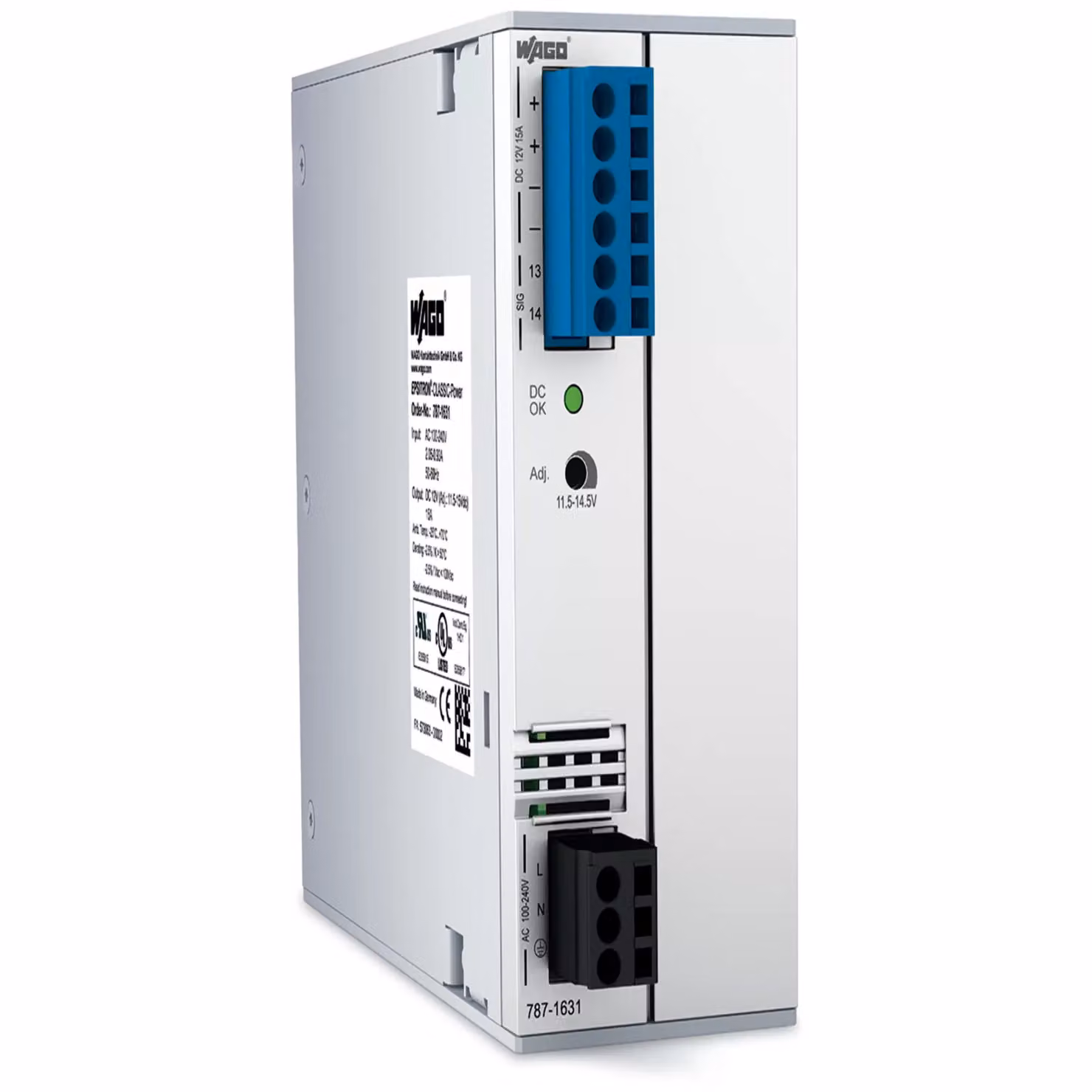 Alimentatore WAGO CLASSIC 1-PH / 787-1631 12V 15A 787-1631