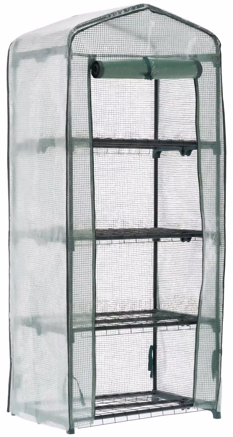 Contenitore per alimenti con 4 ripiani e chiusura a zip, dimensioni 69x49x160 cm