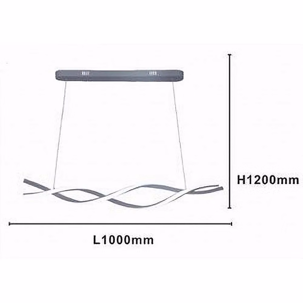 Trade Shop Lampadario a Sospensione LED Argento con Design a Spirale Ondulata e Luce 4000K – 2