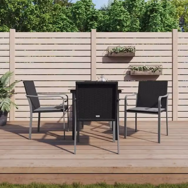 Set Pranzo da Giardino 5pz con Cuscini in Polyrattan e Acciaio 3186956