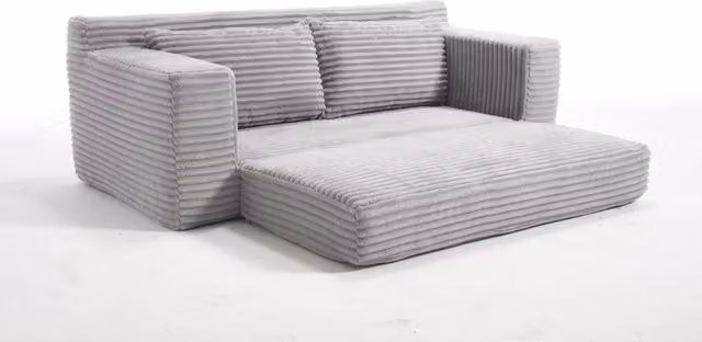 Divano due posti con Memory Foam e rivestimento in velluto a coste, 2-in-1 divano-letto compatto per piccoli spazi