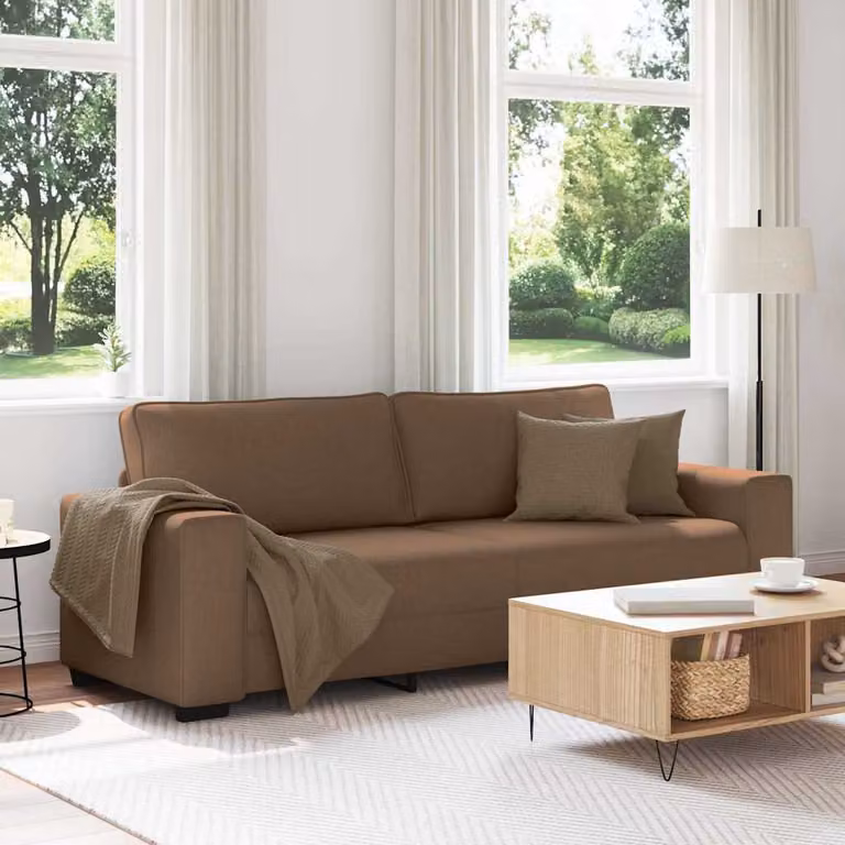 vidaXL Divano a 3 Posti Marrone 220x77x82 cm in Tessuto