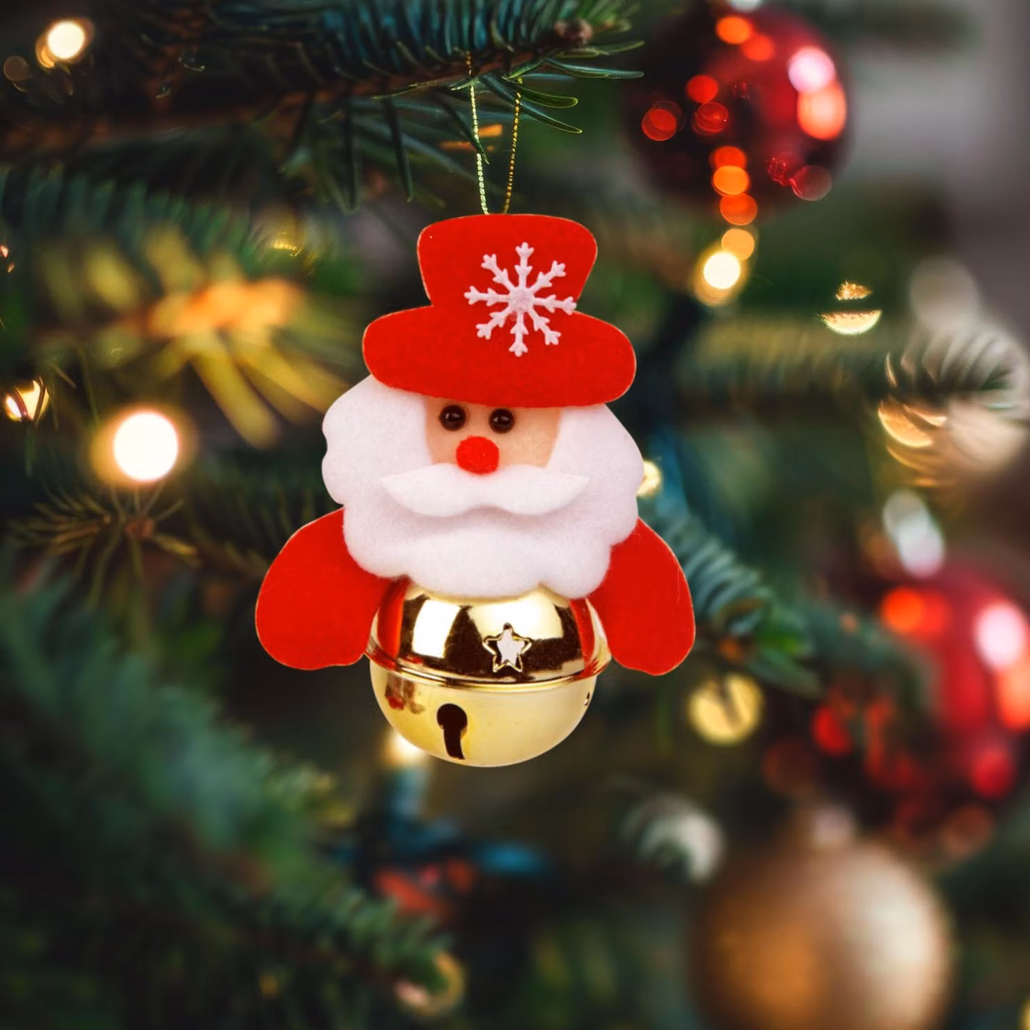 Decorazione per l'albero di Natale: Babbo Natale con un campanello