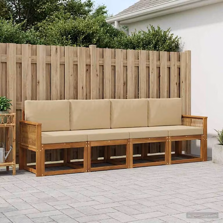 Set di divani da esterno vidaXL 5 pezzi in legno di acacia con cuscini beige e marrone