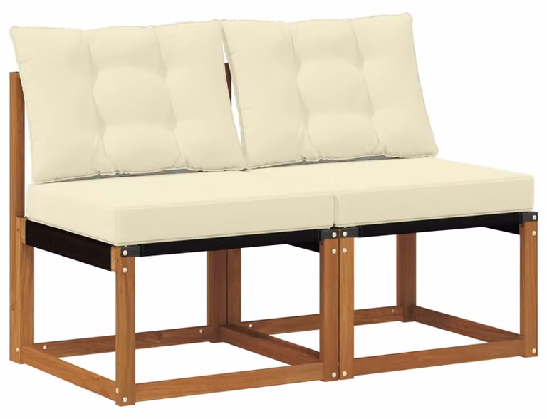 Set di 2 panche da giardino modulari con cuscini