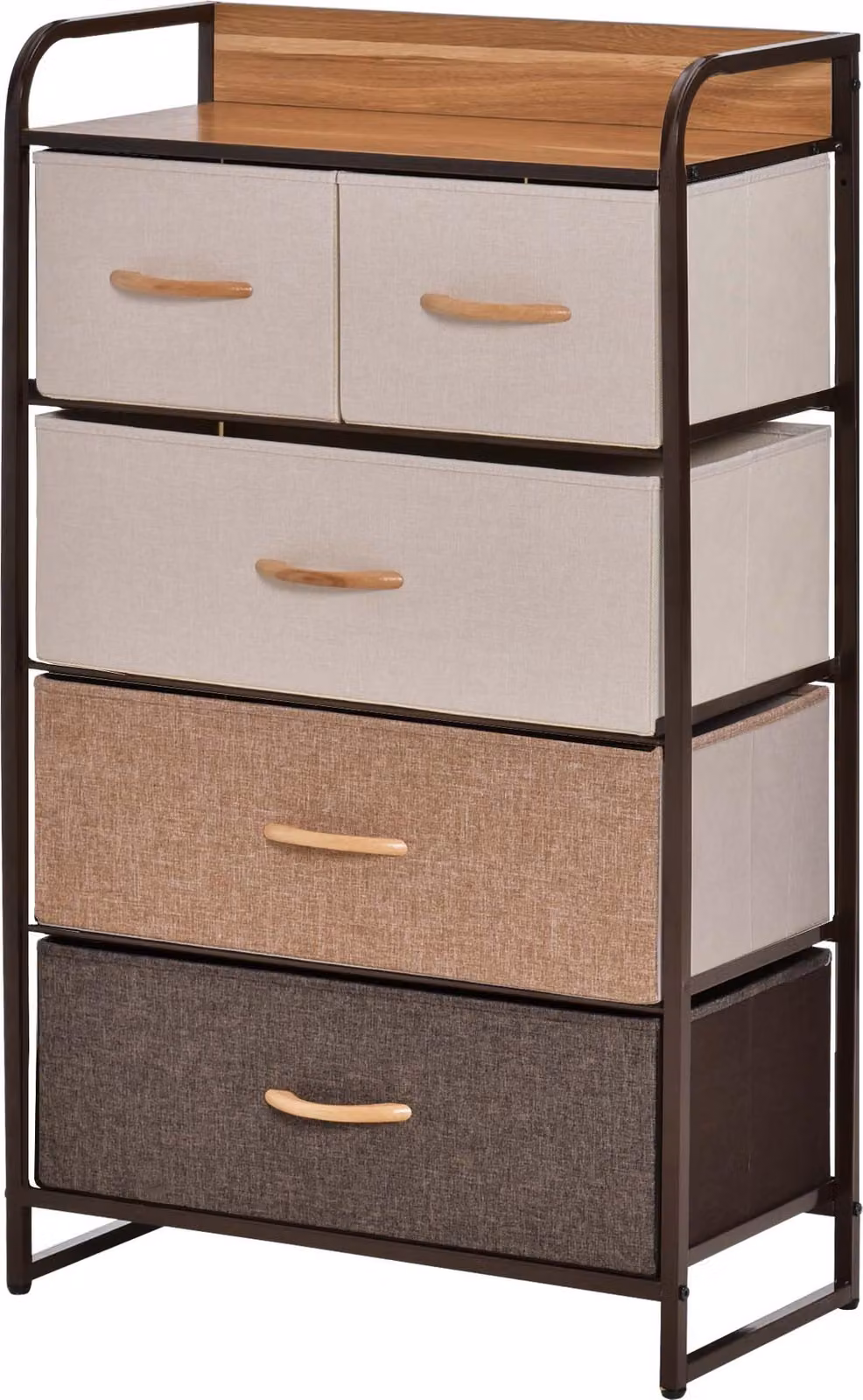 Comodino HOMCOM, credenza con 5 cassetti pieghevoli in tessuto, maniglia per soggiorno