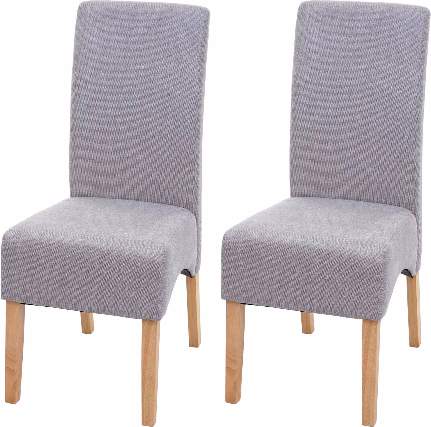 Set da 2 sedie da pranzo Crotone, sedie da cucina, tessuto/tessuto MVG ~ grigio chiaro, gambe chiare