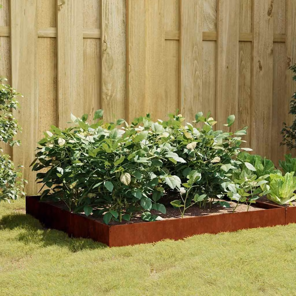 Fioriera Rialzata da Giardino vidaXL in Acciaio Corten Marrone L/P/H: 100 x 100 x 26 cm