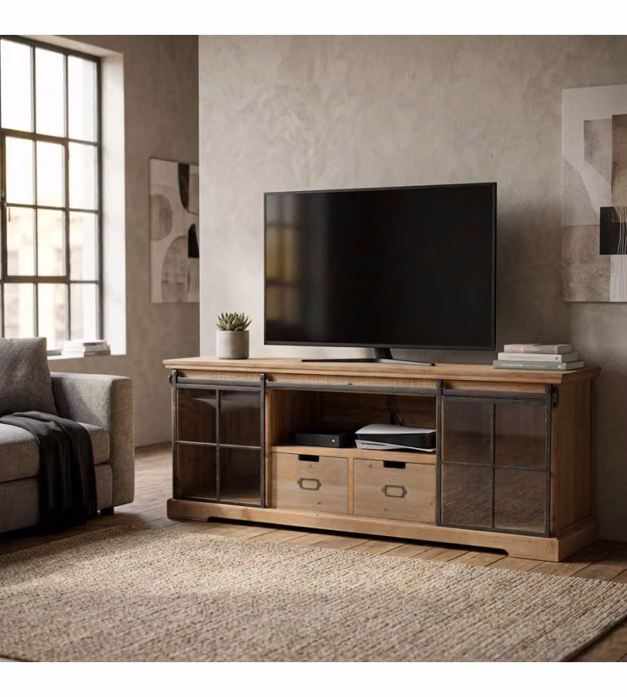 Cosma Mobile Dorian in Legno e Acciaio Marrone 160x45,5x60 cm