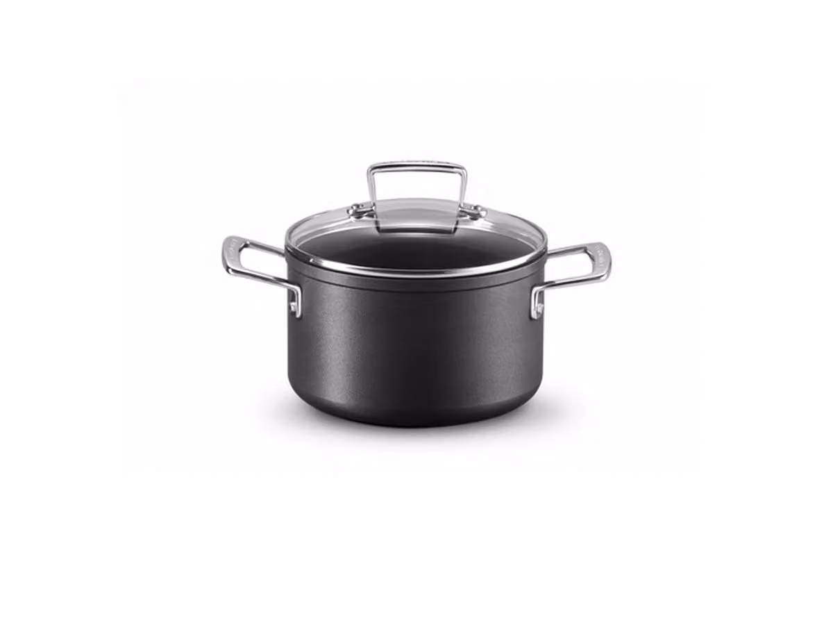 Pentola in alluminio antiaderente con coperchio vetro