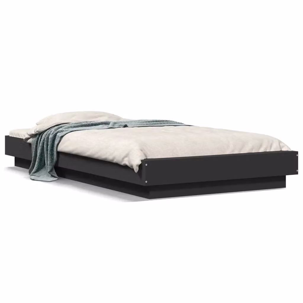 Giroletto moderno vidaXL in legno nero con luci LED sottostante e porta di ricarica USB L: 190 cm, P: 75 cm – 2