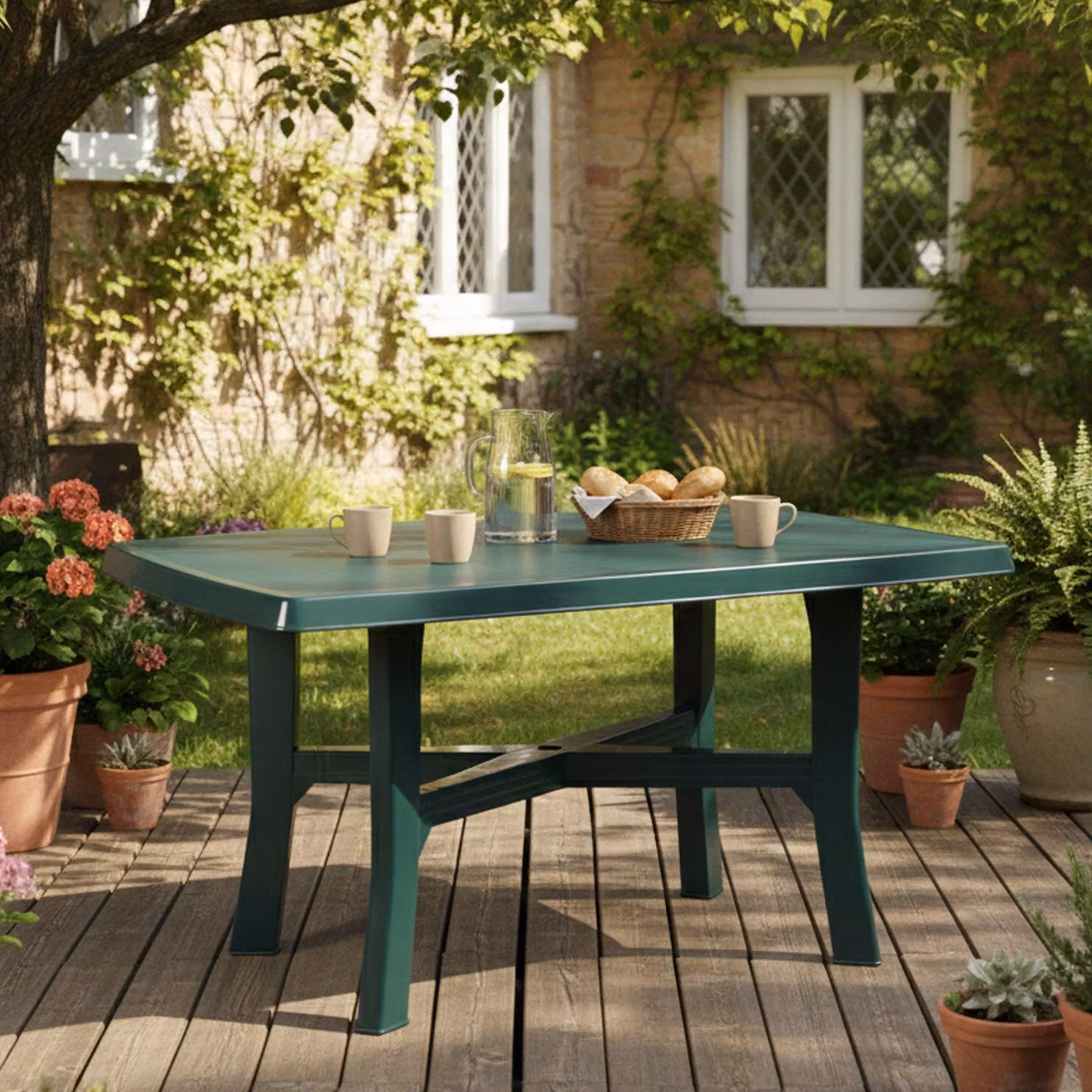 Raspberry - Tavolo da Esterno, 138x88x72h cm Verde, 6 Posti Italy