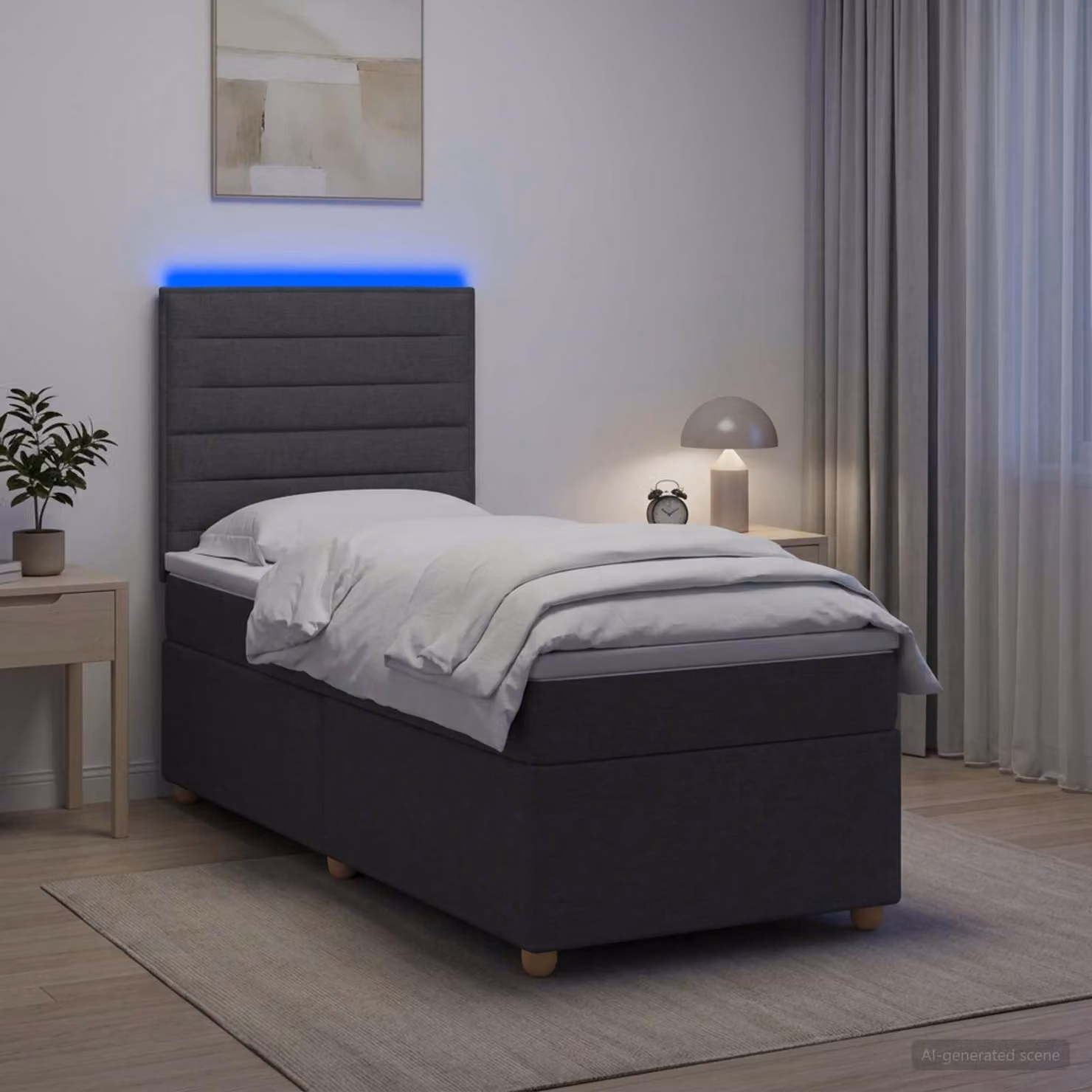 vidaXL Letto box spring con materasso a molle insacchettate, Grigio, L: 100 cm, P: 200 cm