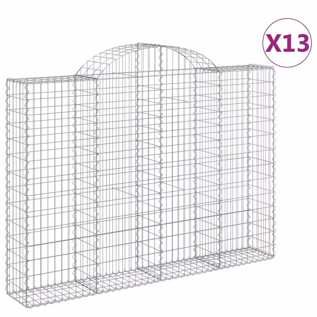 Set di 13 Cesti Gabbioni ad Arco Videx in Acciaio Zincato Argento L: 200 cm, P: 30 cm, H: 140/160 cm – 2