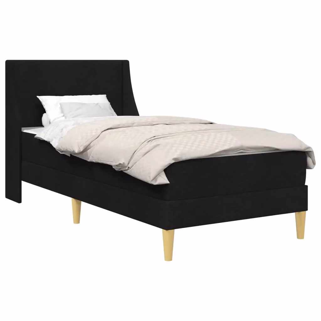 Letto moderno vidaXL con struttura imbottita in tessuto e materasso in schiuma, Nero, L/P/H: 90 x 190 cm – 2