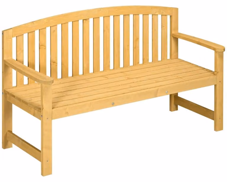Moonbite, panchina in legno per 2 persone, 143 cm, arancione. Panchina da giardino con schienale ad arco e braccioli, realizzata in abete resistente agli agenti atmosferici, con una capacità di carico di 240 kg. Materiale: legno di abete, colore arancione