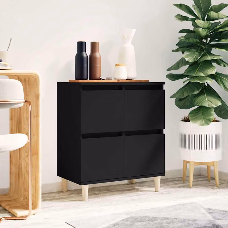 Credenza vidaXL in legno multistrato nero e beige per soggiorno o sala da pranzo L: 60 cm, P: 35 cm, H: 70 cm
