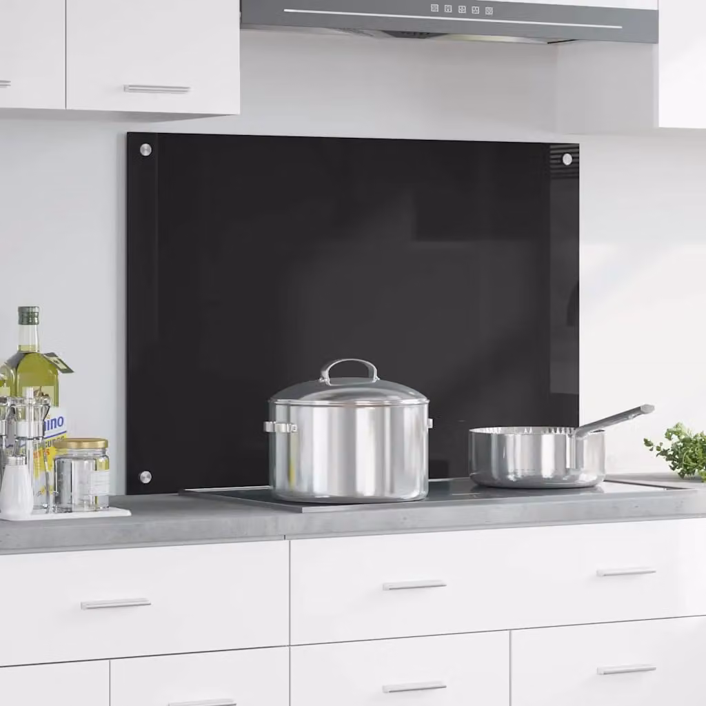 Schienale da cucina vidaXL in vetro temperato nero L: 90 cm, H: 60 cm