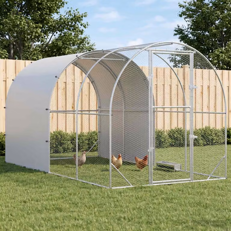 vidaXL Pollaio Argento 400 x 200 x 200 cm Acciaio zincato