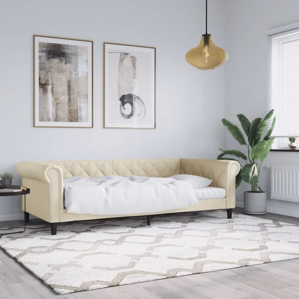 Letto da giorno vidaXL in similpelle beige, L: 200 cm, P: 80 cm, H: 90 cm