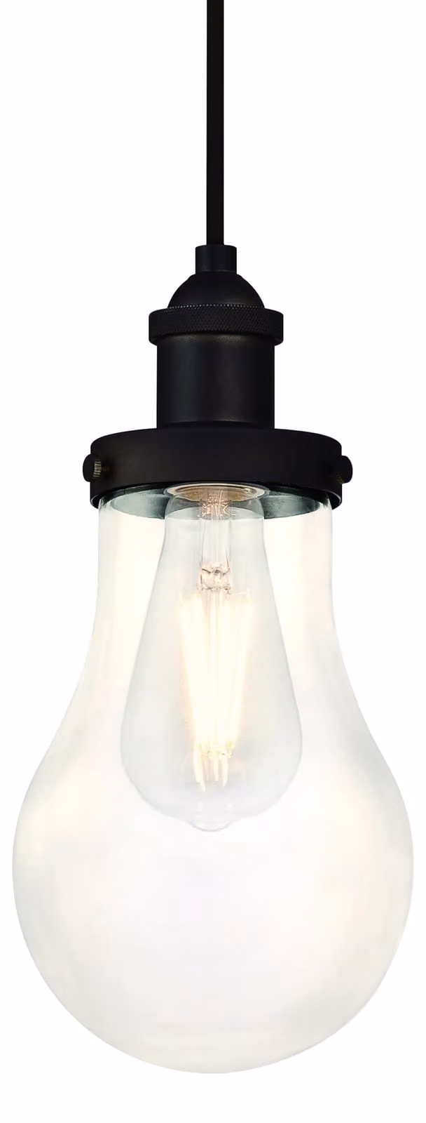 Lampadina a sospensione Bronzo sfregato a olio e vetro trasparente con 1 sorgente luminosa
