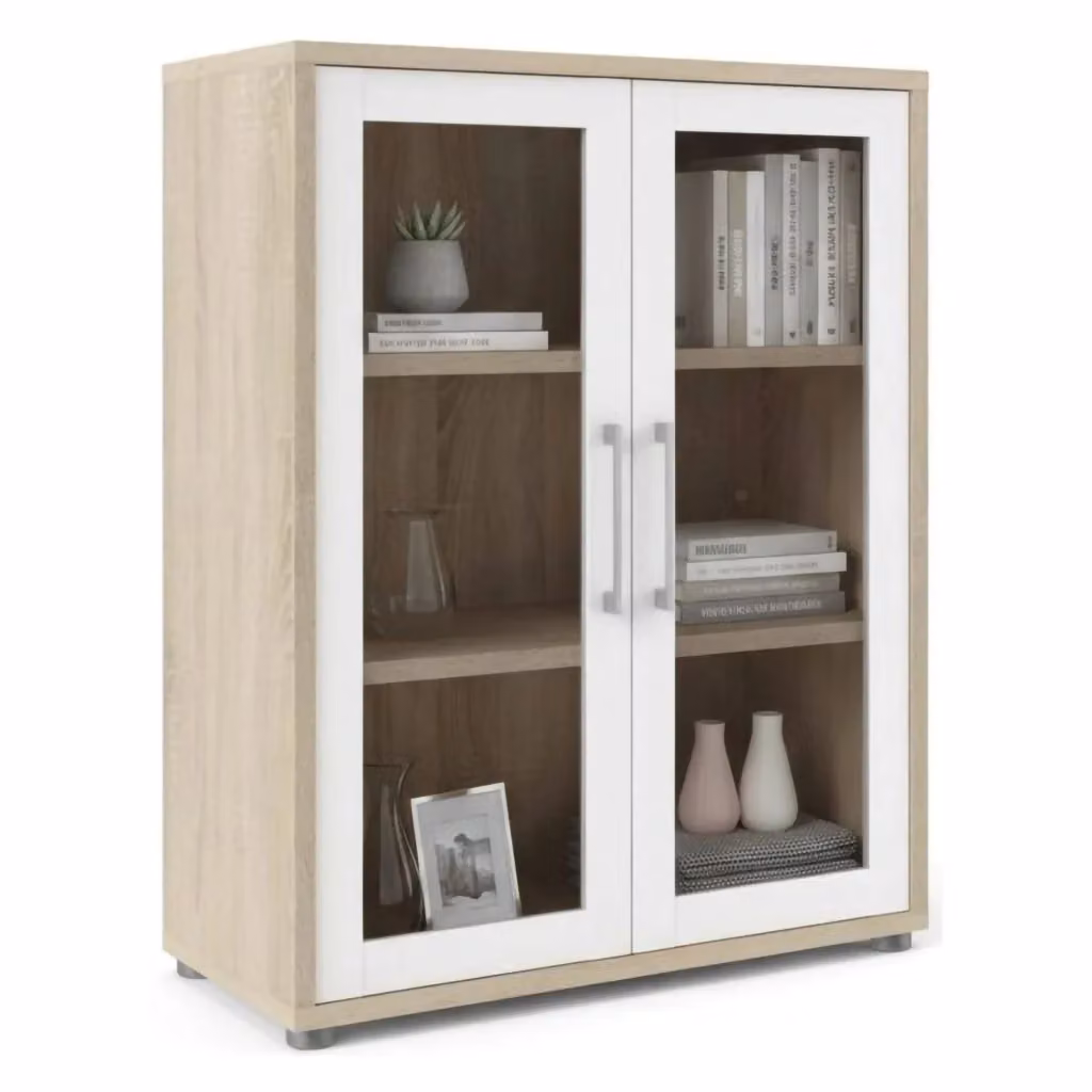 Credenza Ampezzo DMORA per soggiorno e cucina, Quercia e Bianco, L: 89 cm, P: 40 cm, H: 113 cm – 2