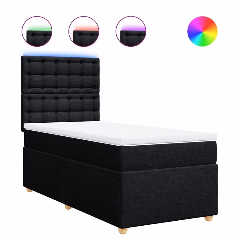 Giroletto a Molle con Materasso Nero 80x200 cm inTessuto