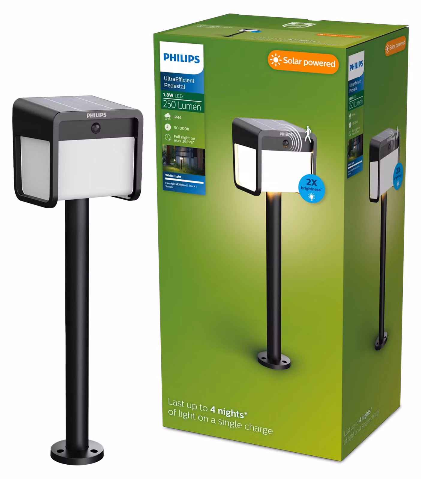 Philips Lampade da terra / Illuminazione per vialetti Ezra, 1,8 W, Nero, Plastica, IP44, III, Stile contemporaneo, Giardino, Terrazza