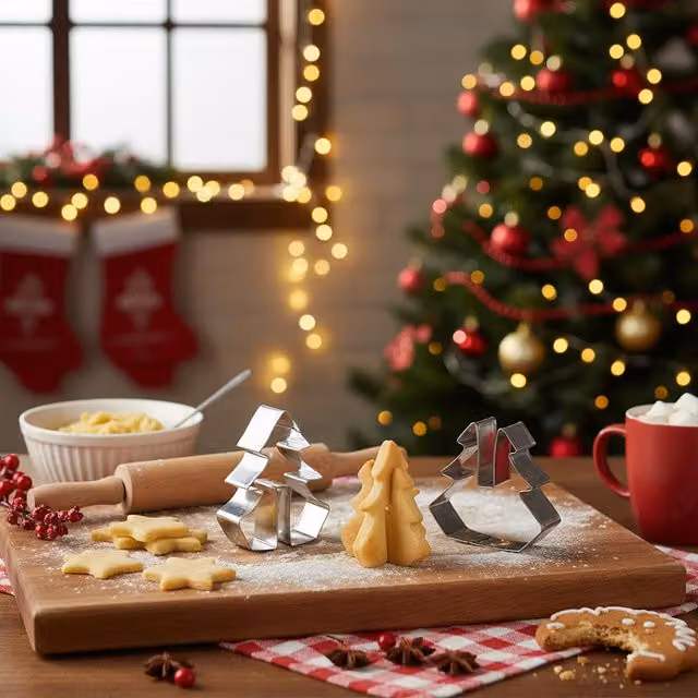 Stampo per biscotti 3D a forma di albero di Natale in acciaio inossidabile color argento
