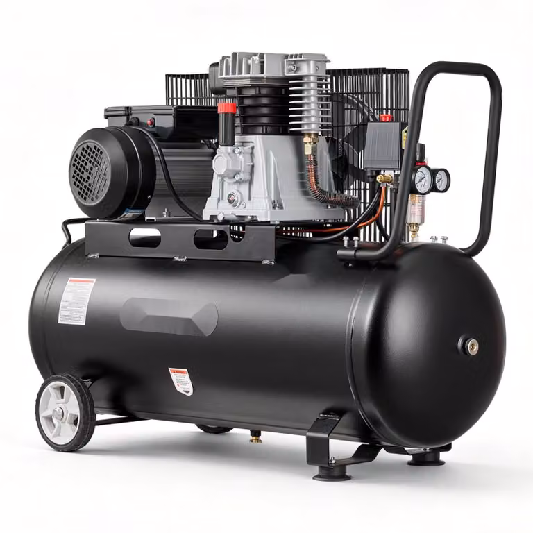 Compressore d'aria a pistoni - Compressore a cinghia da 3 kW - Serbatoio d'aria da 100 litri - 226 litri/minuto a 6,2 bar - Pressione massima: 10 bar - Compressore silenzioso, portatile, con ruote e maniglia - Ideale per officine e uso domestico